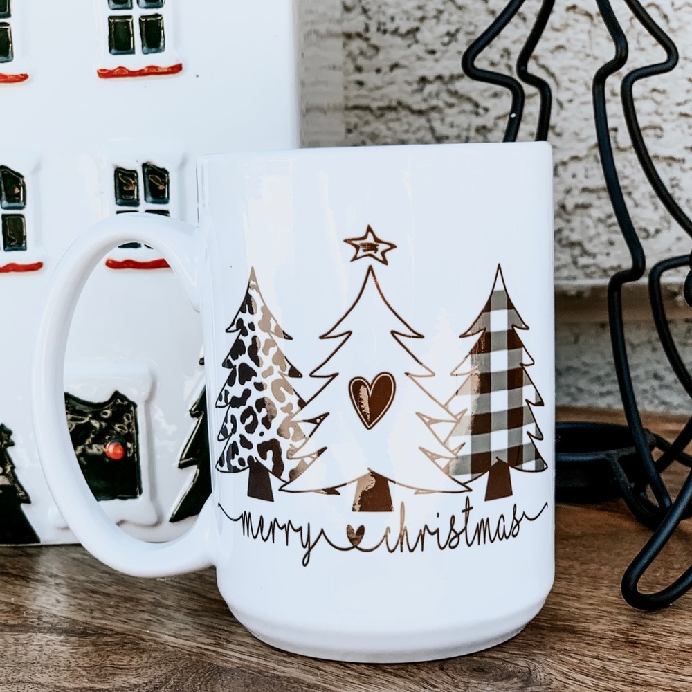 Merry Christmas trees coffee mug 15oz